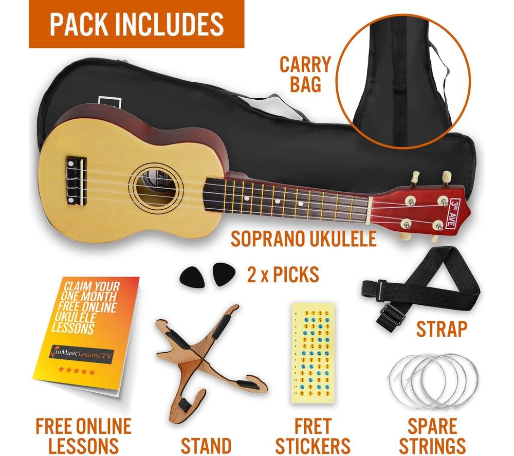 3RD AVENUE Soprano Ukulele Starter Pack - Natural image number 3 of 6
