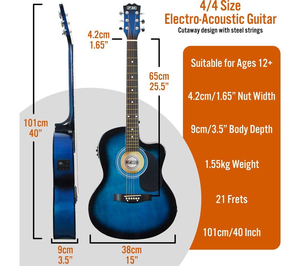 3RD AVENUE Full Size 4/4 Cutaway Electro-Acoustic Guitar Pack - Blueburst image number 2 of 6