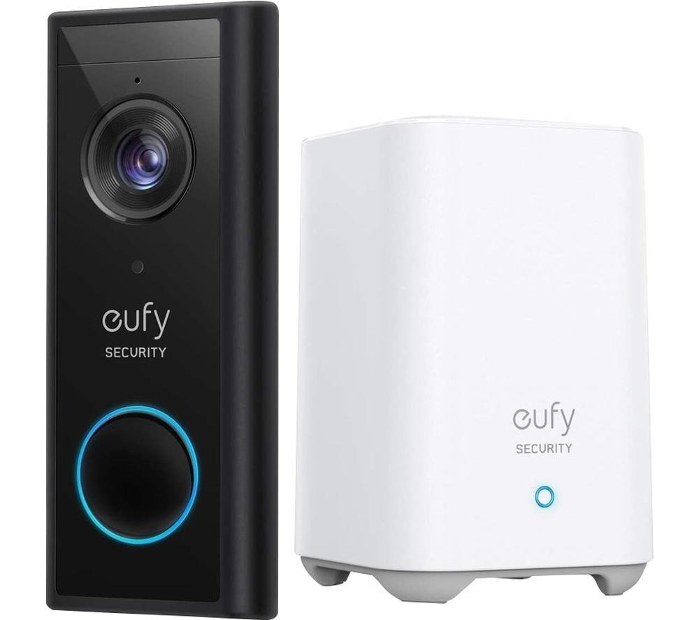 EUFY Video Doorbell 2K with HomeBase - Battery Powered, Black,White