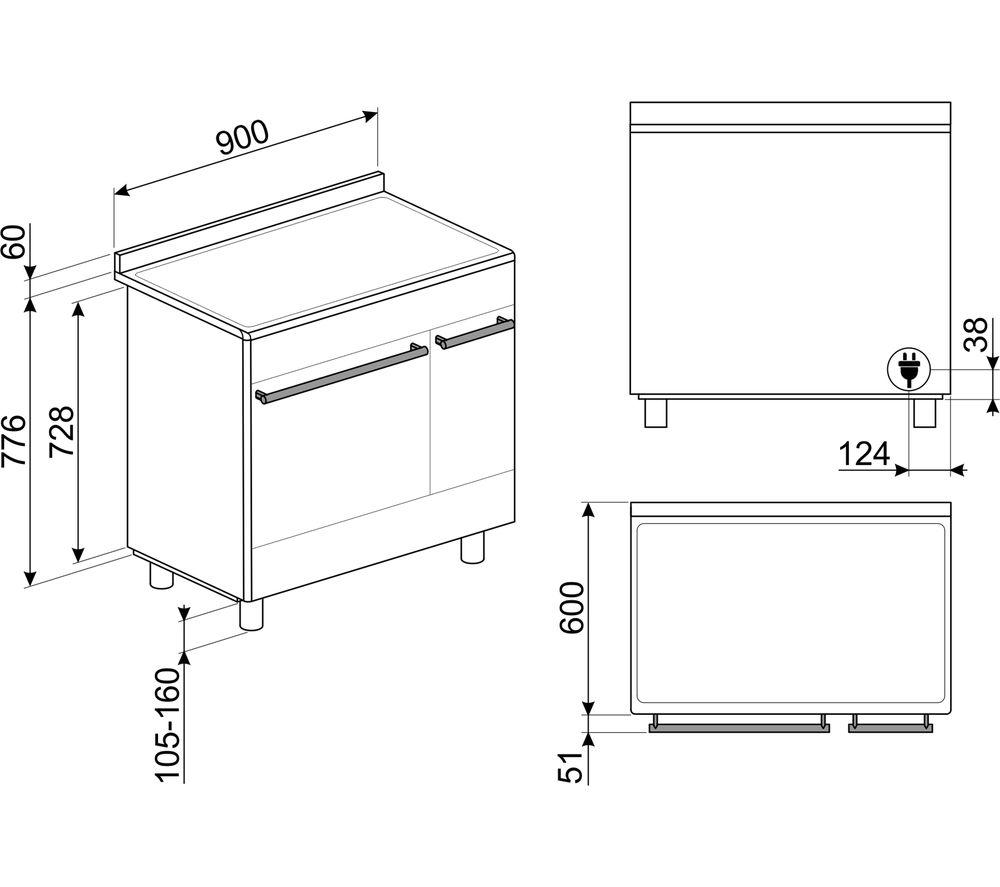 SMEG Concert SUK92CMX9 90 cm Electric Ceramic Range Cooker - Stainless Steel image number 5 of 5