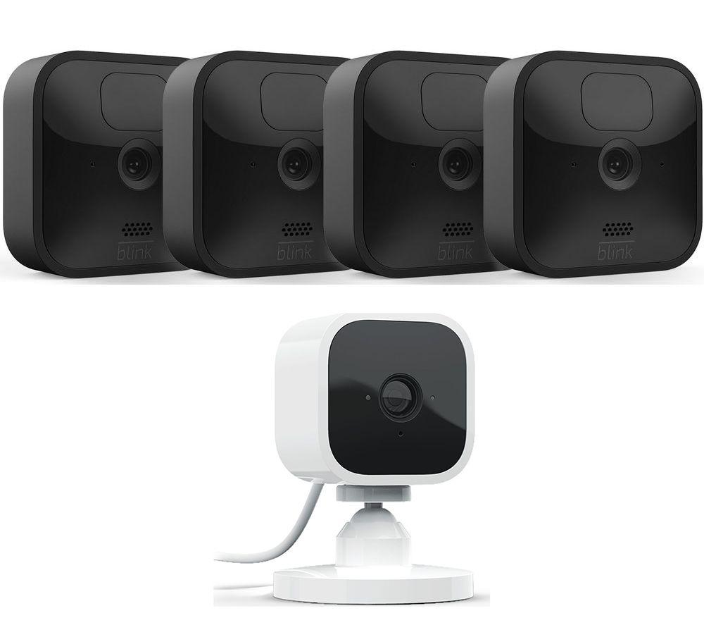 Amazon Blink Outdoor HD 1080p WiFi Security 4 Camera System & Blink Mini Full HD 1080p WiFi Plug-In 
