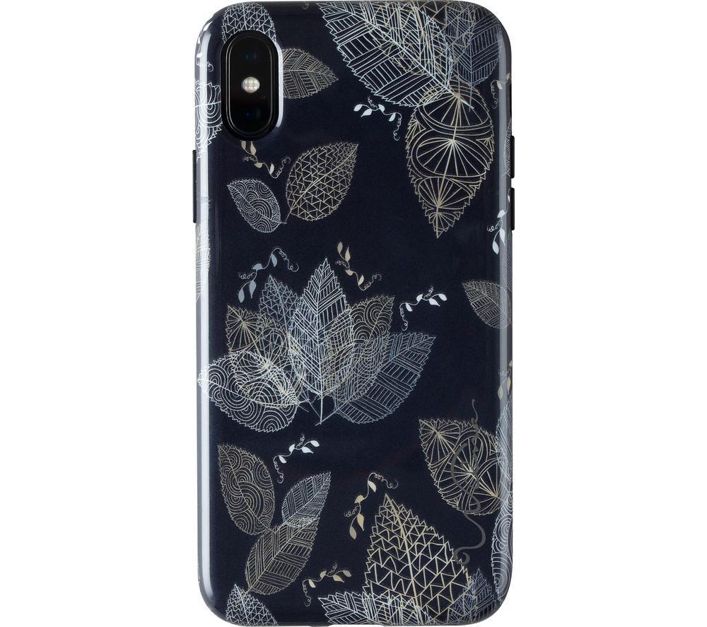 Image of WILMA Midnight Shine Leaf Lines iPhone X / XS Case - Black, Black