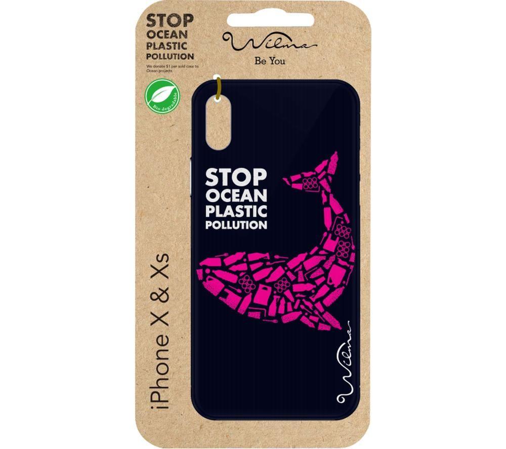 Image of WILMA Stop Ocean Plastic Pollution Whale iPhone X & XS Case - Black & Pink, Pink,Black