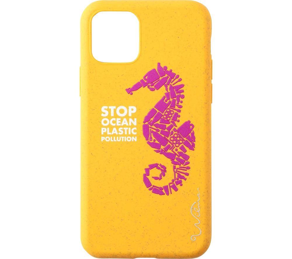 Image of WILMA Stop Ocean Plastic Pollution Seahorse iPhone 11 Pro Case - Pink & Yellow, Pink,Yellow
