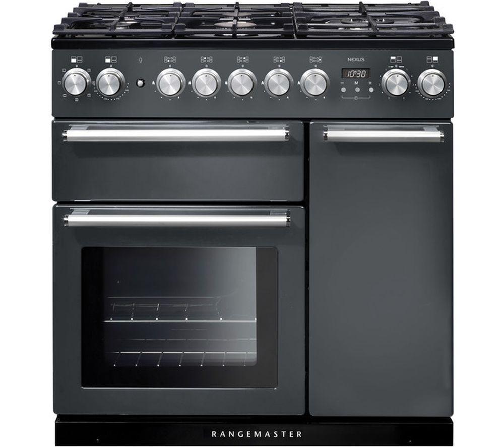 RANGEMASTER Nexus NEX90DFFSL/C 90 cm Dual Fuel Range Cooker - Slate & Chrome, Silver/Grey