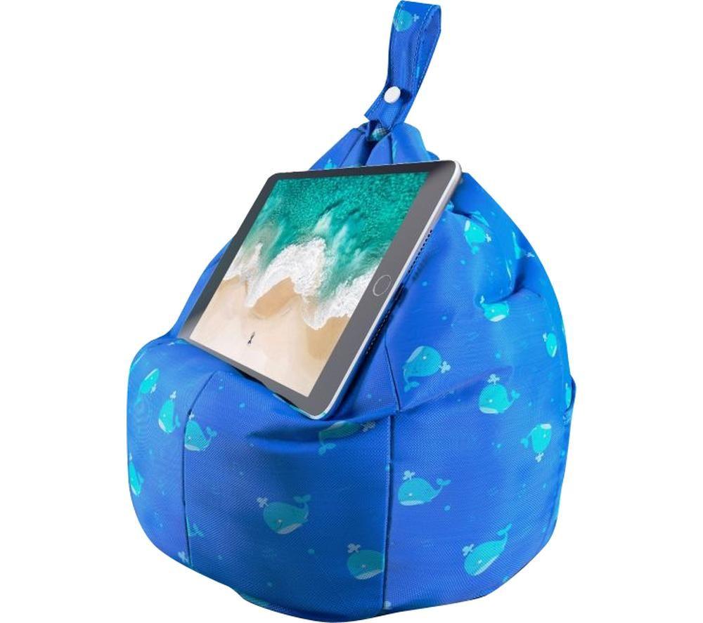 Planet Buddies Tablet & iPad Stand, Cushion Tablet Holder, Ideal for iPad, Samsung, Huawei or any Tablet Up to 12.9 inches, Two Pockets for Storage, Ergonomic Design - Blue Whale