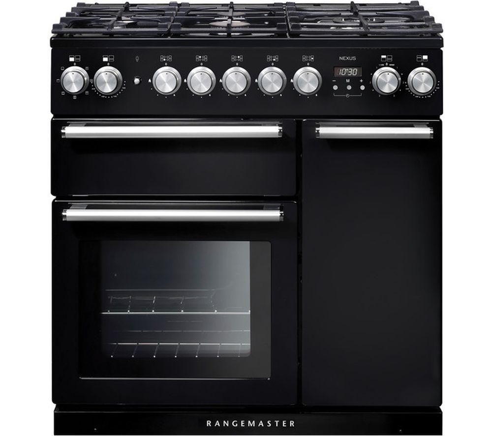 RANGEMASTER Nexus NEX90DFFBL/C 90 cm Dual Fuel Range Cooker - Black, Black