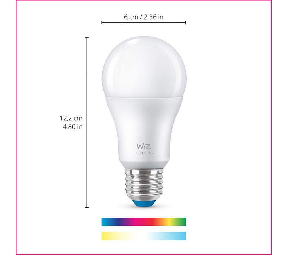 WIZ White & Colour Ambiance Smart LED Candle Bulb - A60, E27, Twin Pack image number 3 of 19