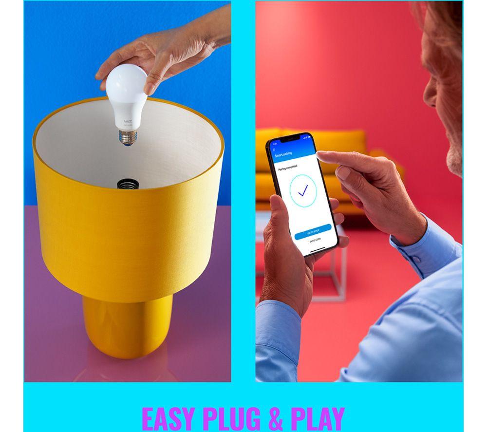 WIZ White & Colour Ambiance Smart LED Candle Bulb - A60, E27, Twin Pack image number 13 of 19