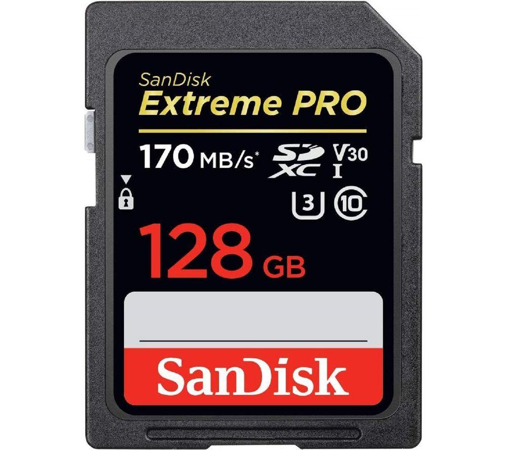 SanDisk Extreme Pro UHS-I, SD Card, up to 170MB/s Read Speed, 128GB