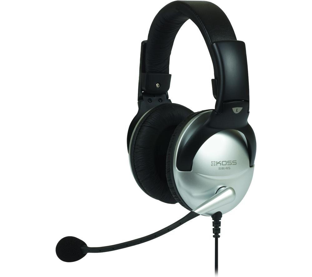 Image of KOSS SB45USB Headset - Black & Silver, Black,Silver/Grey