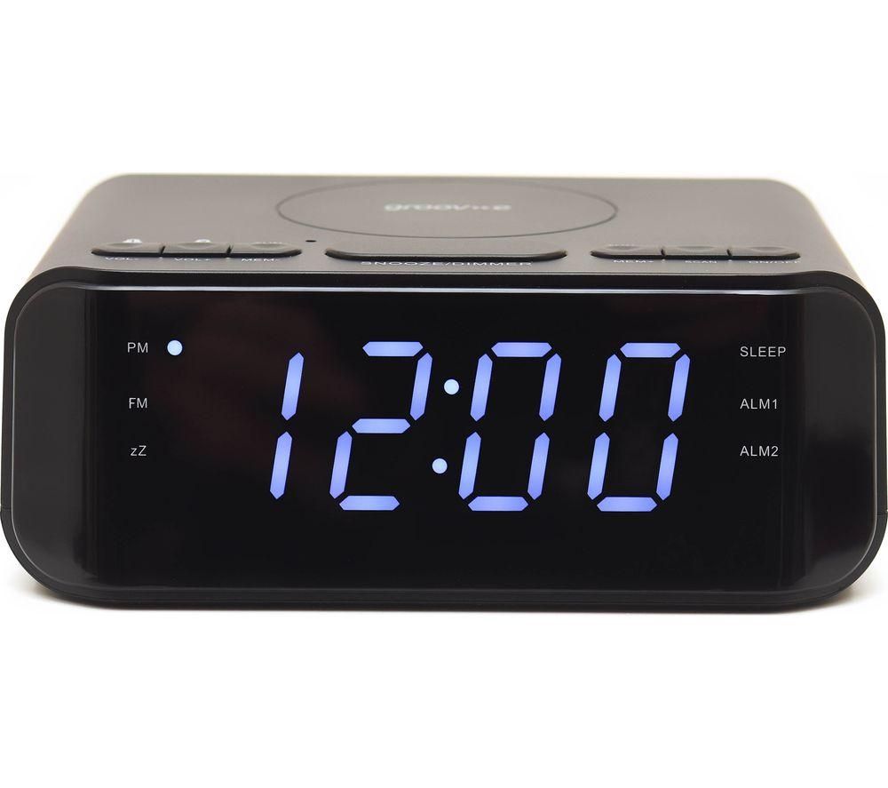 GROOV-E Atlas Alarm Clock with Wireless Charger - Black image number 4 of 7