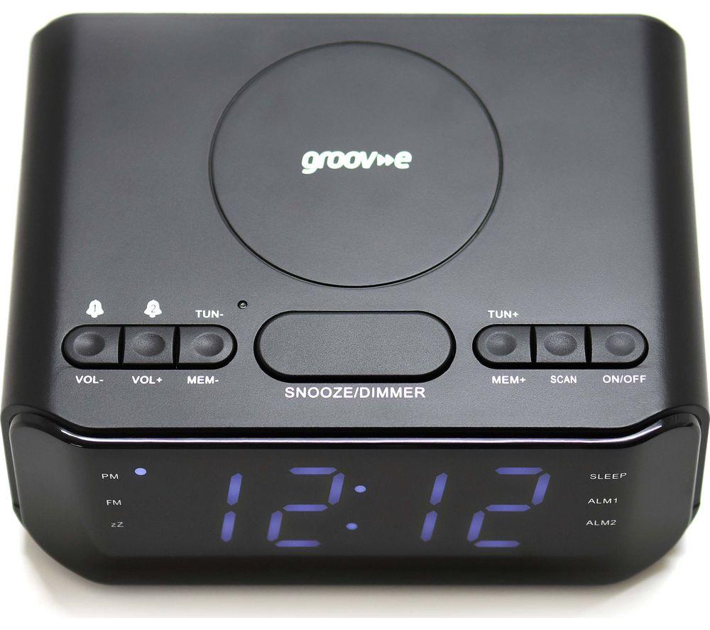 GROOV-E Atlas Alarm Clock with Wireless Charger - Black image number 6 of 7