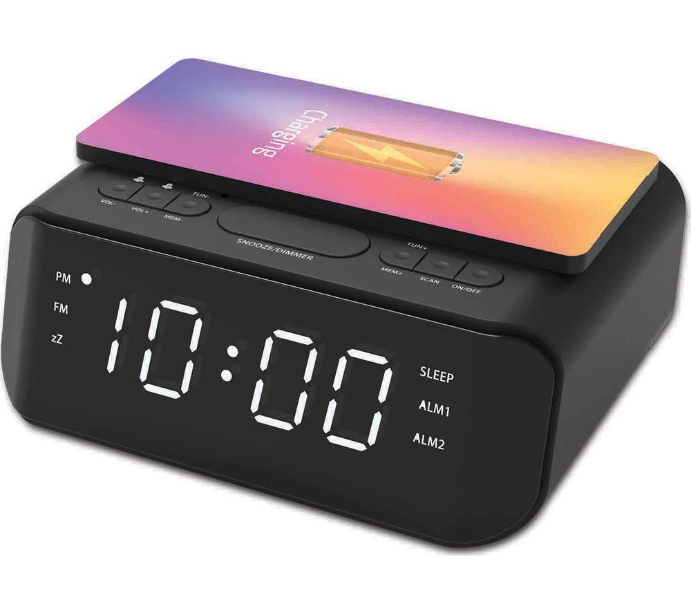 GROOV-E Atlas Alarm Clock with Wireless Charger - Black image number 7 of 7