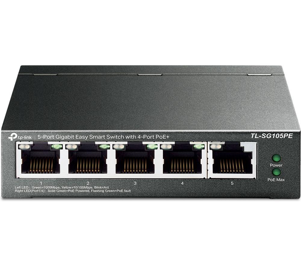 TP-LINK TL-SG105PE Easy Smart Managed Network Switch - 5 port, Silver/Grey