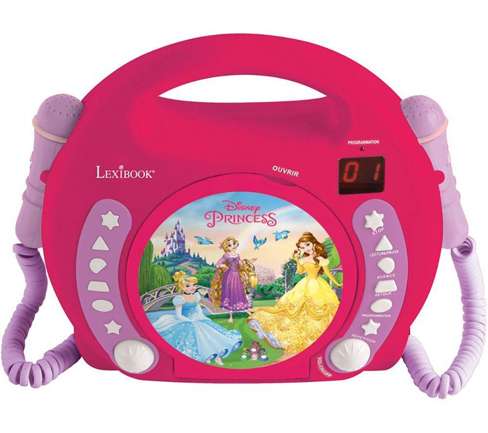 LEXIBOOK RCDK100DP CD Player with Microphones - Disney Princess, Red,Purple