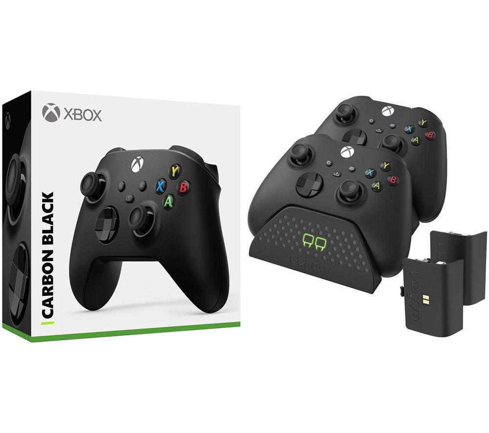 Xbox Wireless Controller & Venom Xbox Series X/S Twin Docking Station Bundle - Carbon Black