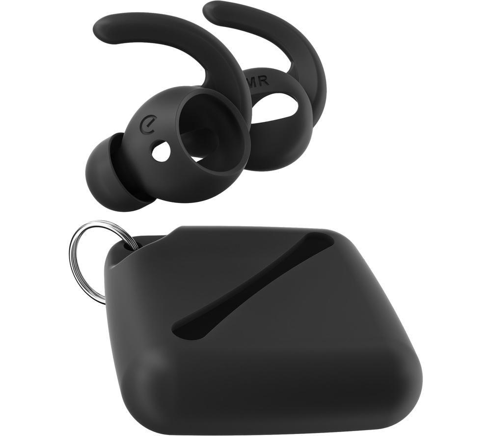 EarBuddyz Ultra Hooks and Covers Compatible with Apple AirPods and Earphones with Bass Enhancement Technology - Black