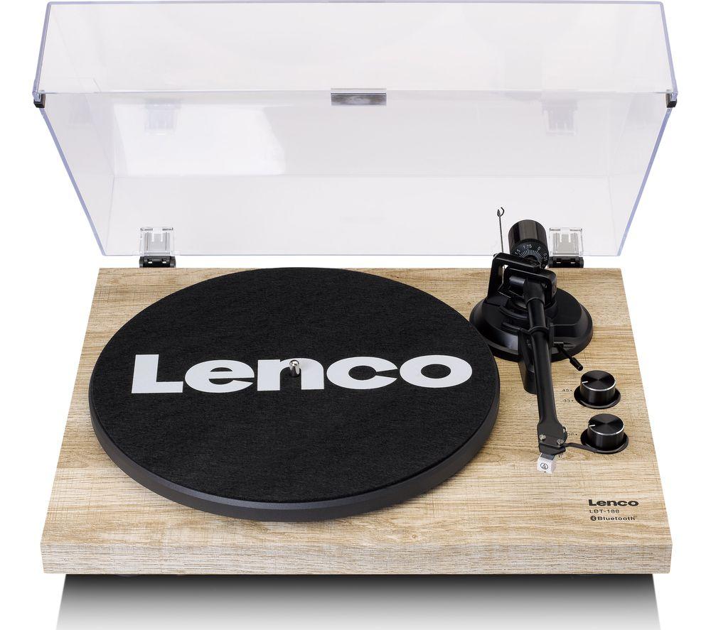 Lenco LBT-188 Turntable | Record Player with Bluetooth | USB Output for Vinyl to MP3 Conversion | Pine