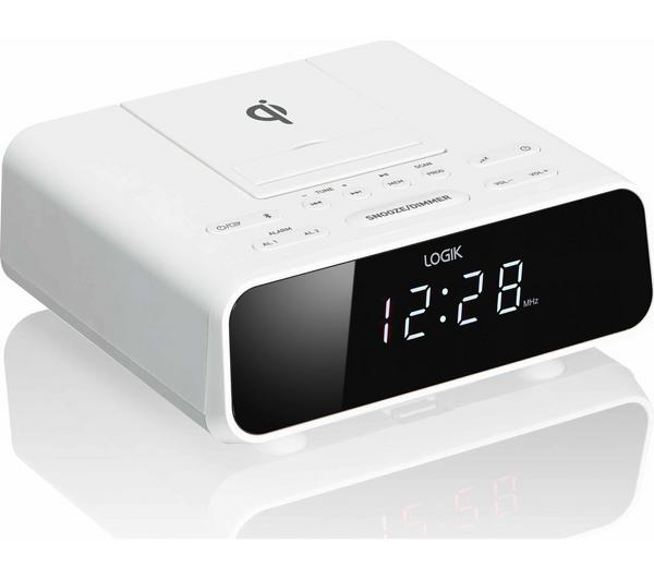 LOGIK LCRQIW21 FM Bluetooth Clock Radio - White image number 1