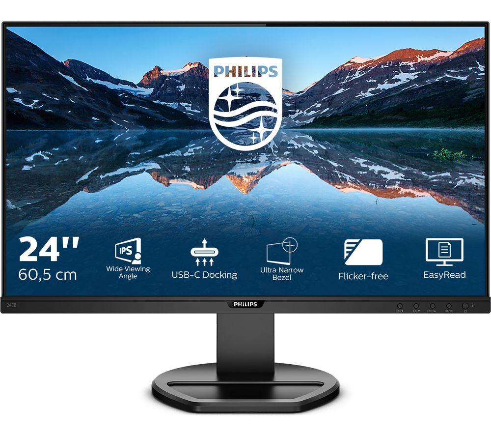 Image of PHILIPS 243B9 Full HD 24" LCD Monitor - Black, Black