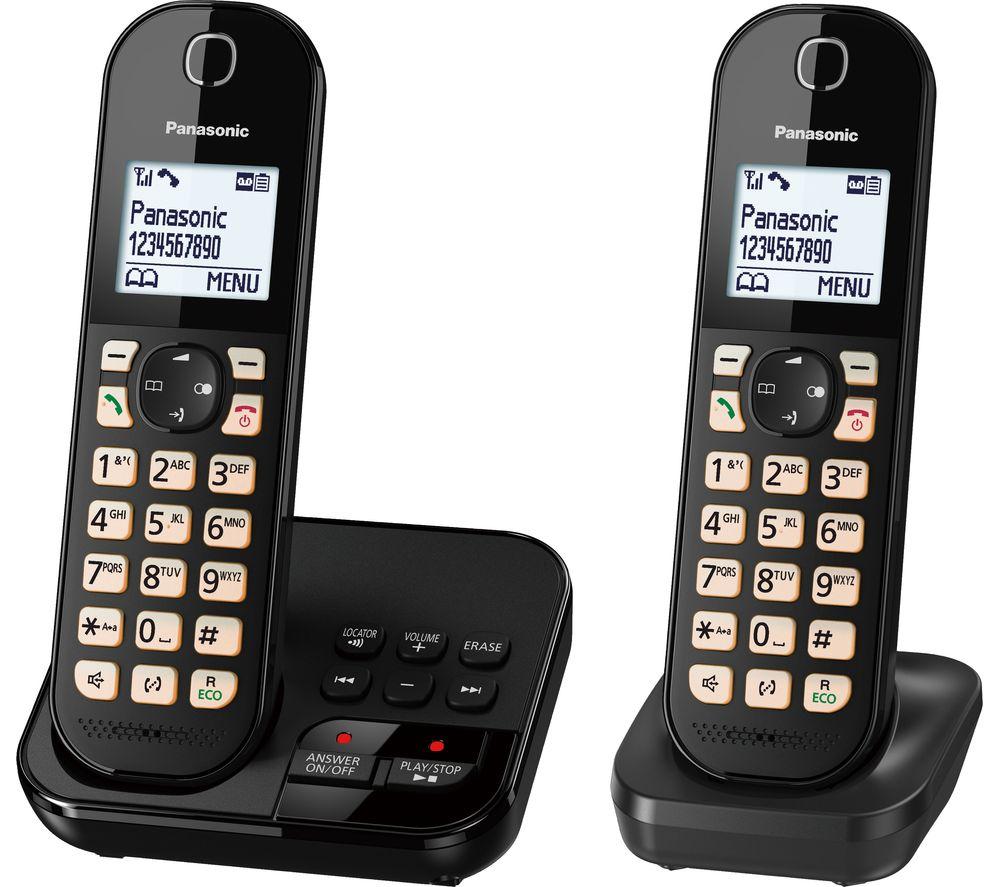 PANASONIC KX-TGC462EB Cordless Phone - Twin Handsets ,Black, Black