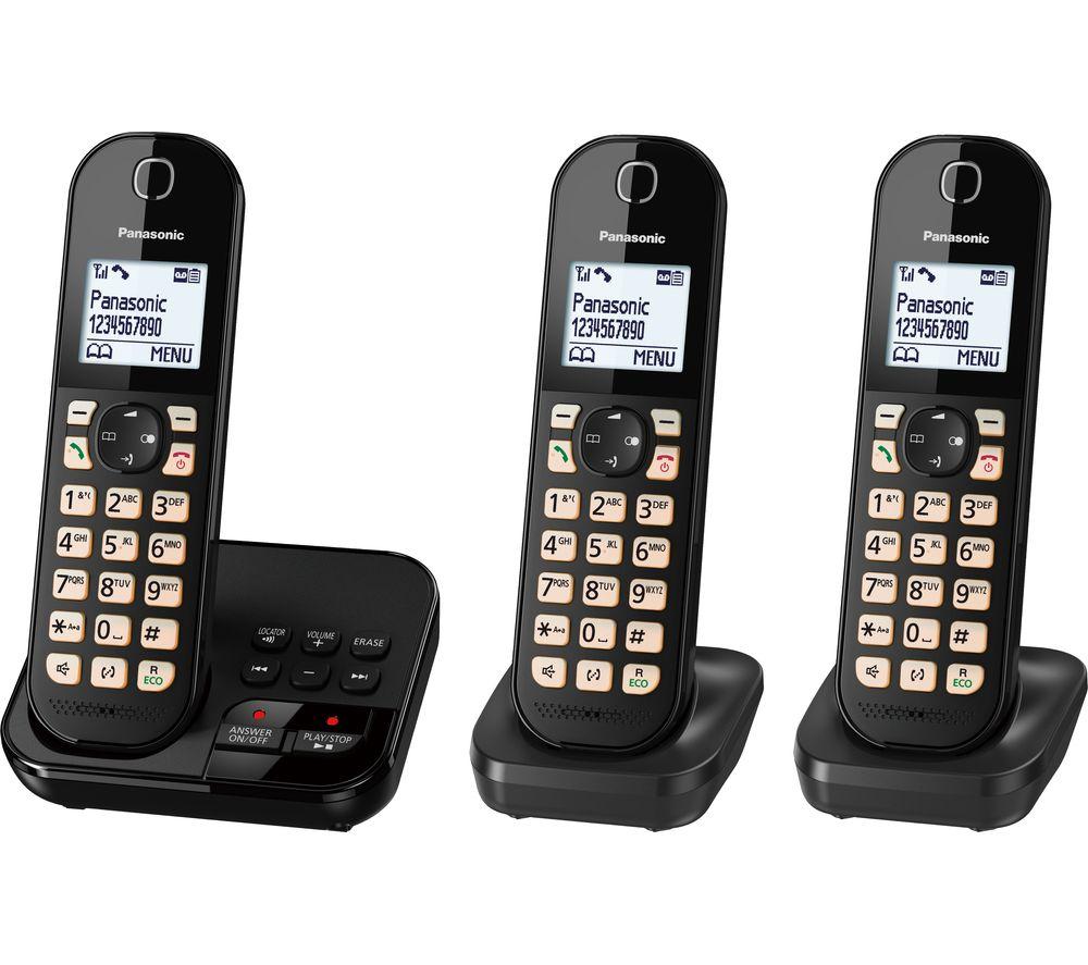 PANASONIC KX-TGC463EB Cordless Phone - Triple Handsets, Black