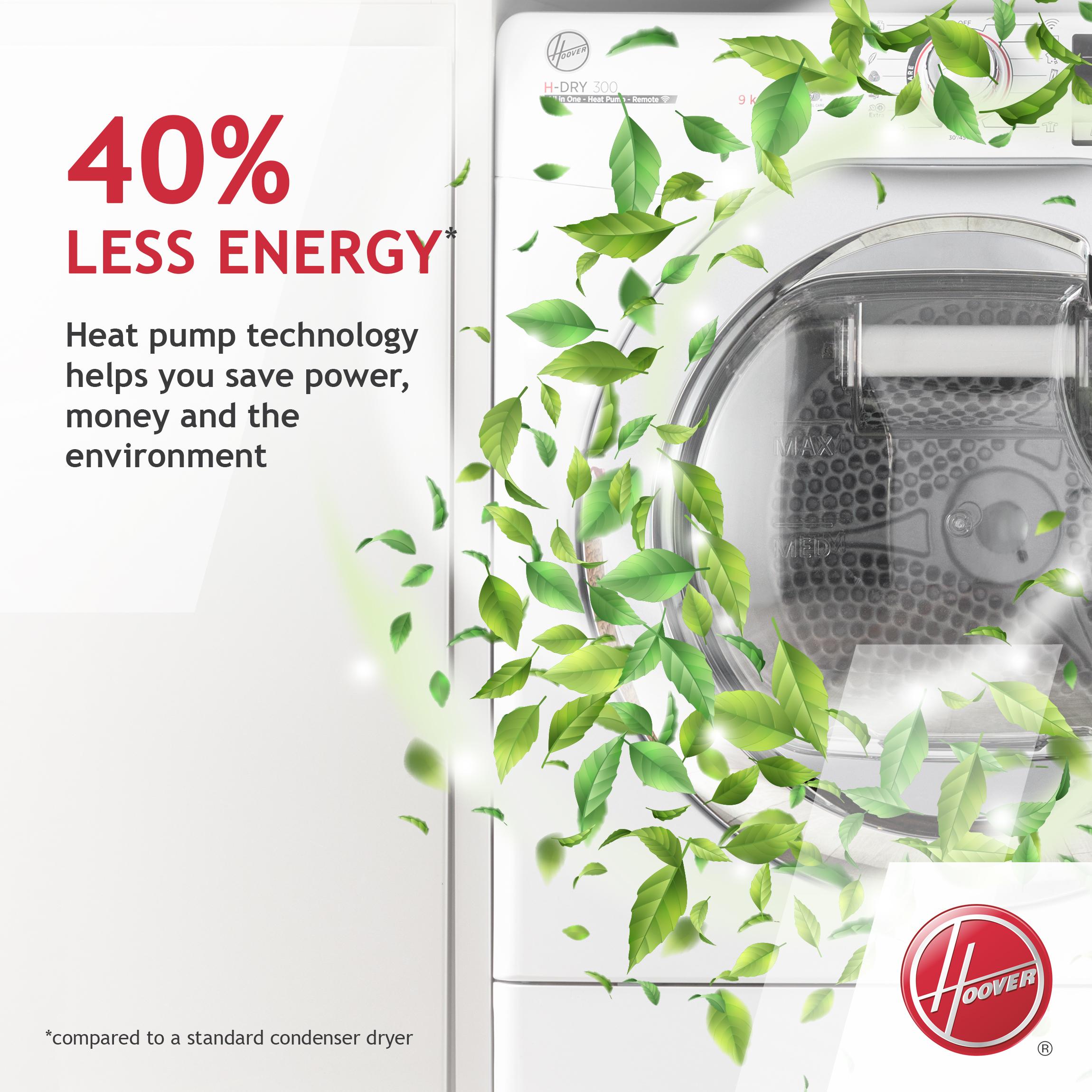 HOOVER BHTDH7A1TCE WiFi-enabled Integrated 7 kg Heat Pump Tumble Dryer image number 4 of 6