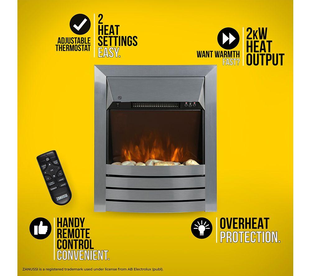 ZANUSSI ZEFIST1001S Wall Mounted Electric Fireplace - Stainless Steel image number 8 of 8