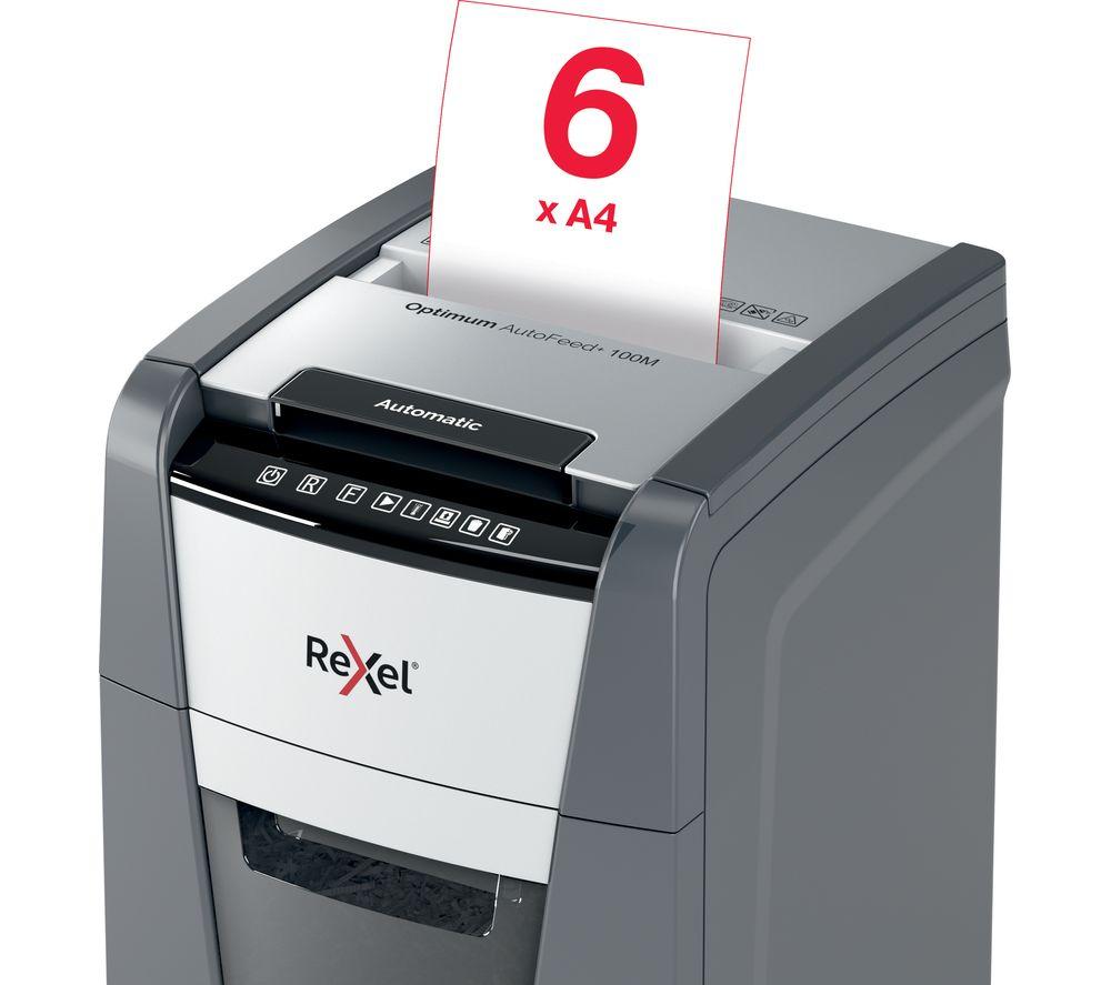 REXEL Optimum AutoFeed+ 100M Micro Cut Paper Shredder image number 8 of 11