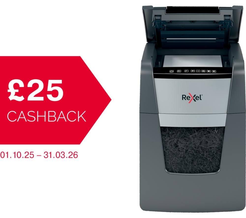 REXEL Optimum AutoFeed+ 100X Cross Cut Paper Shredder image number 2 of 12