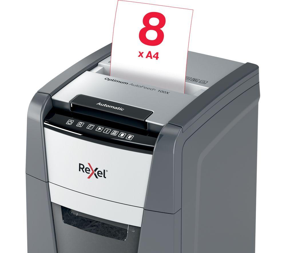 REXEL Optimum AutoFeed+ 100X Cross Cut Paper Shredder image number 9 of 12