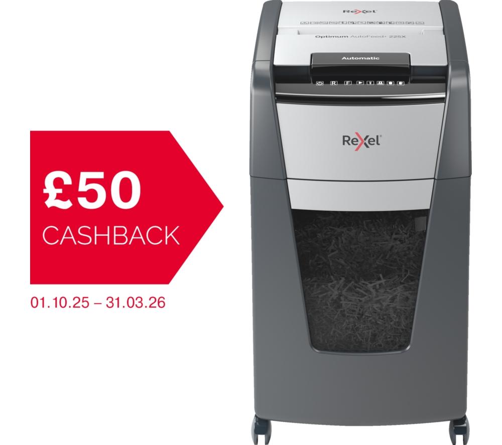 REXEL Optimum AutoFeed+ 225X Cross Cut Paper Shredder image number 2 of 13