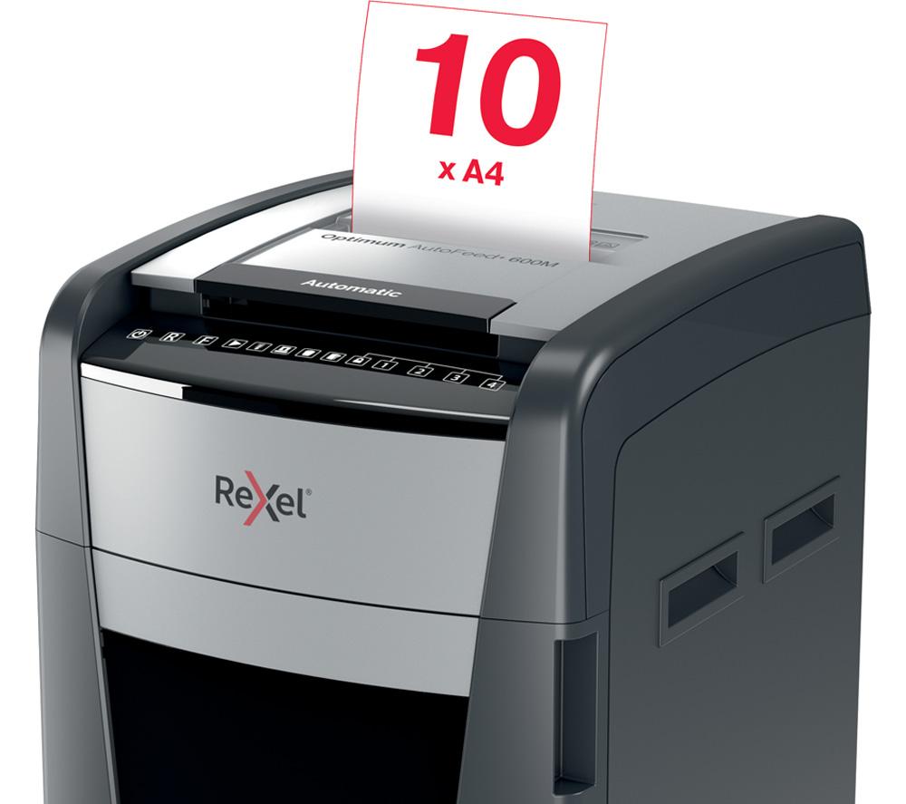 REXEL Optimum AutoFeed+ 600M Micro Cut Paper Shredder image number 8 of 12