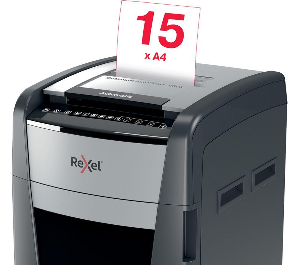 REXEL Optimum AutoFeed+ 600X Cross Cut Paper Shredder image number 8 of 12