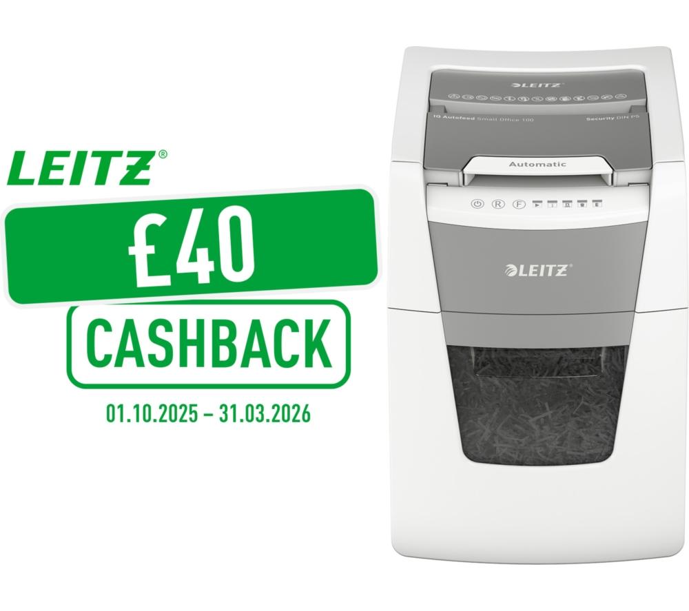 LEITZ IQ AutoFeed Small Office 100 P5 Micro Cut Paper Shredder image number 2 of 15