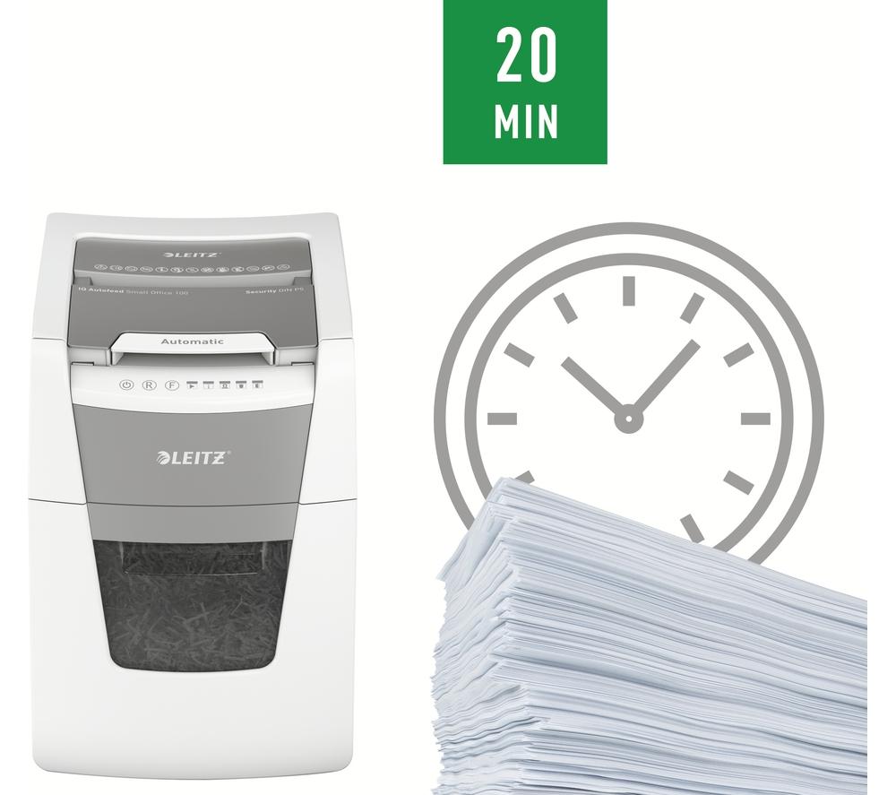 LEITZ IQ AutoFeed Small Office 100 P5 Micro Cut Paper Shredder image number 10 of 15