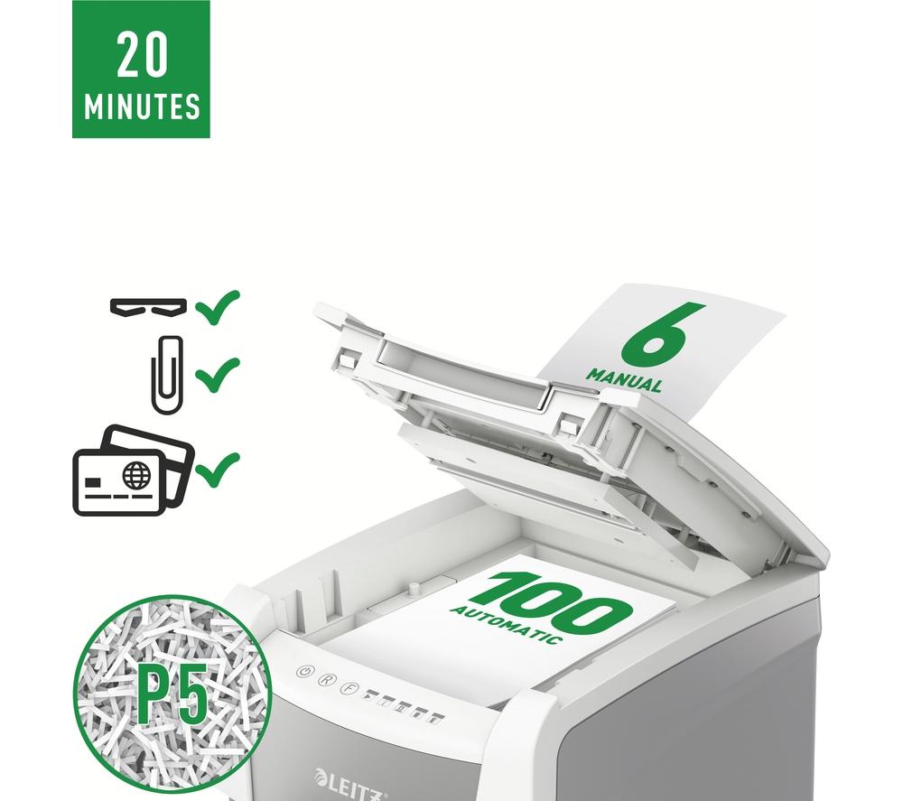 LEITZ IQ AutoFeed Small Office 100 P5 Micro Cut Paper Shredder image number 13 of 15