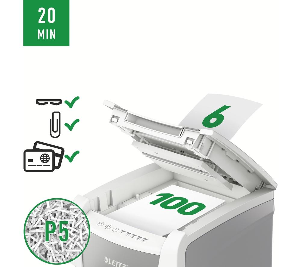 LEITZ IQ AutoFeed Small Office 100 P5 Micro Cut Paper Shredder image number 14 of 15
