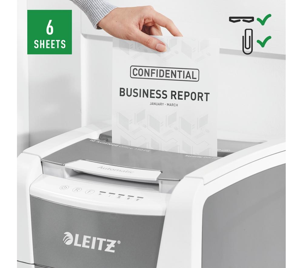LEITZ IQ AutoFeed Office 150 P5 Micro Cut Paper Shredder image number 11 of 15