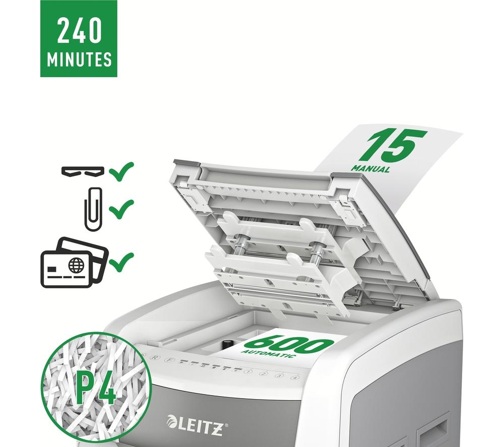 LEITZ IQ AutoFeed Office Pro 600 P4 Cross Cut Paper Shredder image number 16 of 19