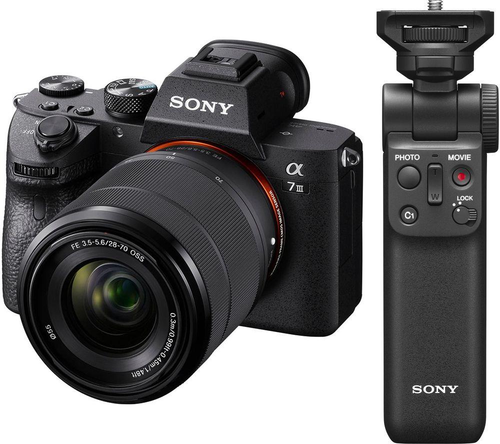 Sony a7 III Mirrorless Camera with 28-70 mm f/3.5-5.6 Zoom Lens & Shooting Grip Bundle, Black