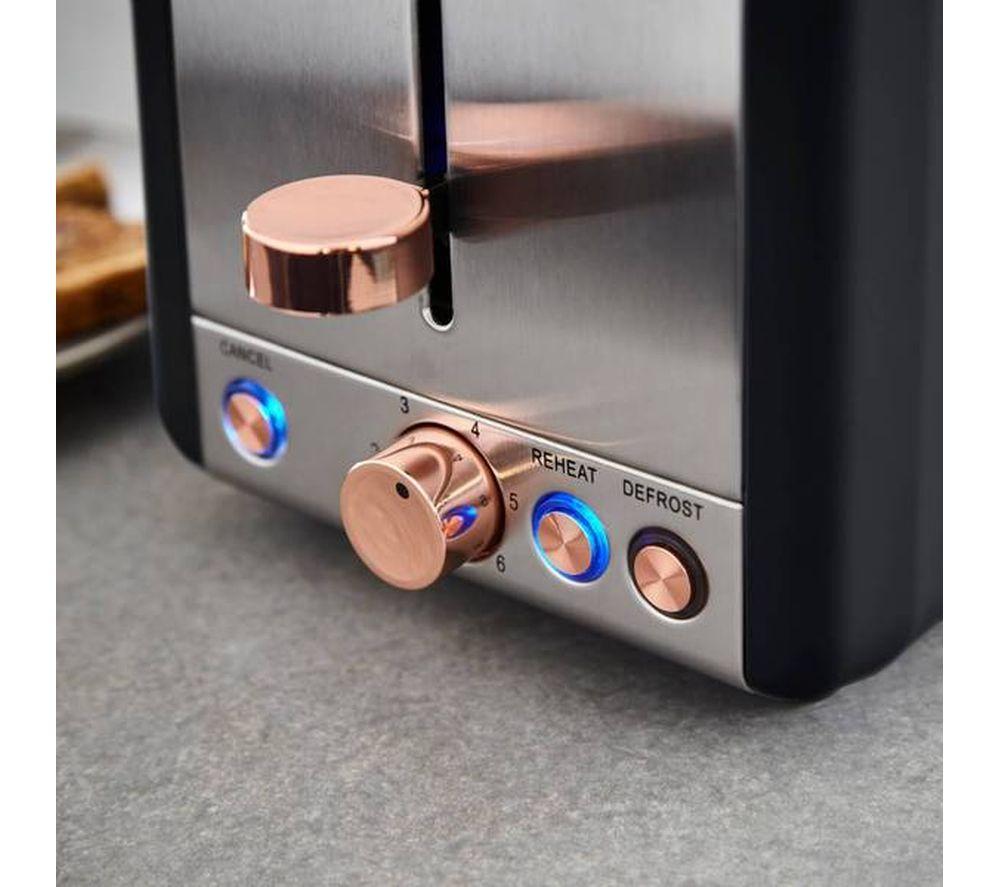 TOWER Cavaletto T20036RG 2-Slice Toaster - Black & Rose Gold image number 7 of 11