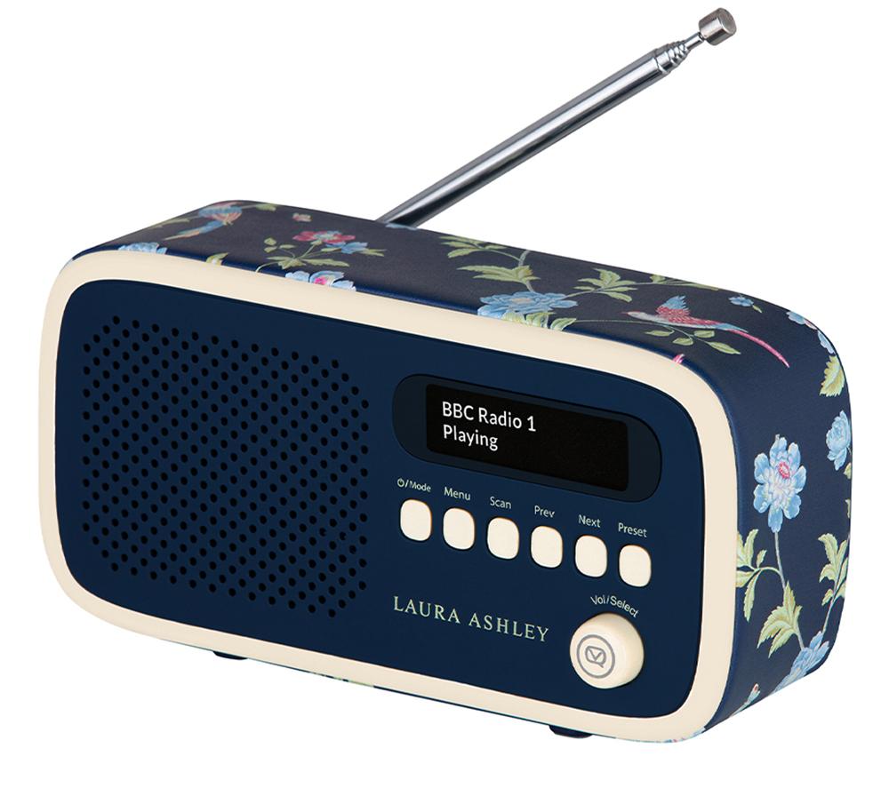VQ Dexter Portable DAB? Radio - Laura Ashley Elveden Navy, Blue,Patterned