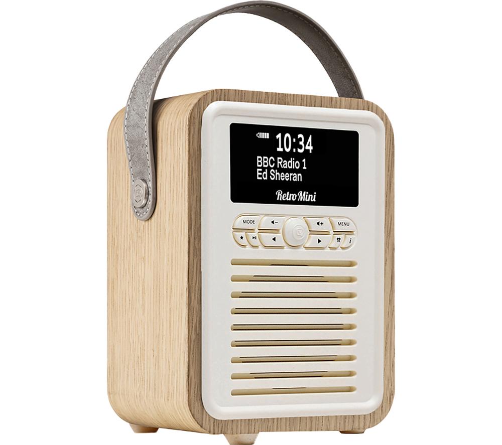 VQ Retro Mini Portable DAB? Bluetooth Radio - Oak