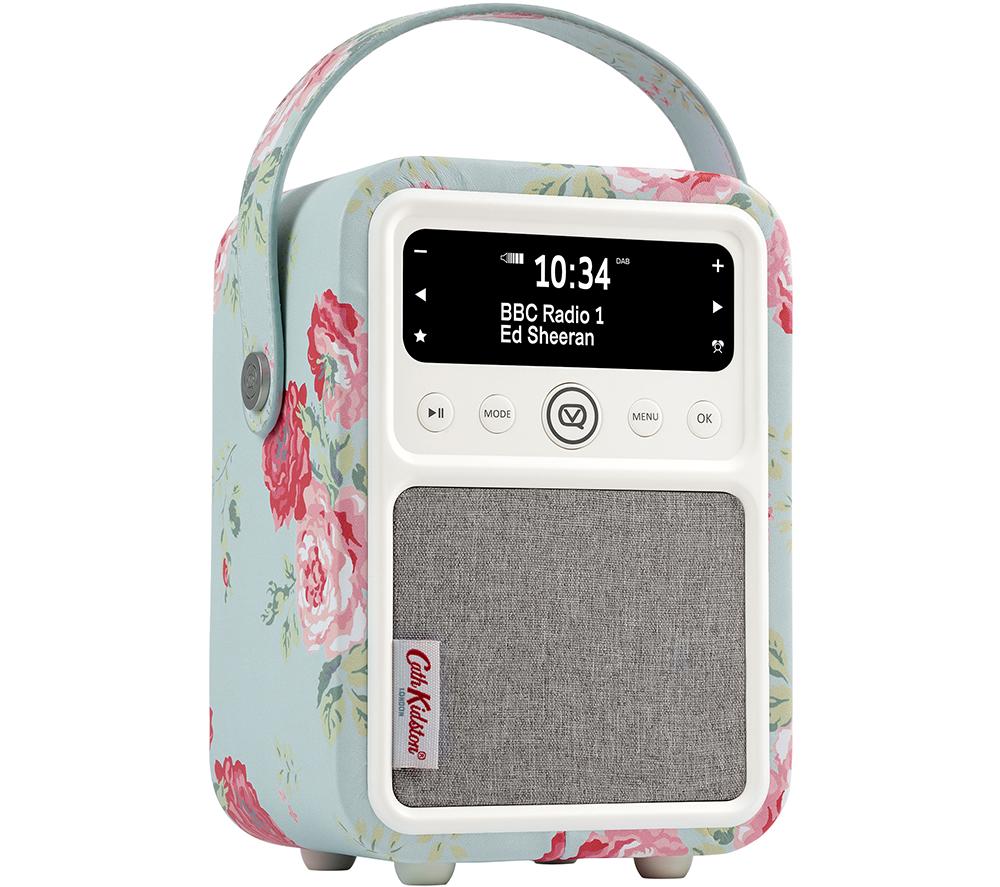 VQ Monty DAB Radio with Bluetooth, Radio Alarm Clock with FM supportability. Battery Powered Portable DAB/DAB+ and Rechargeable Digital Radio - Cath Kidston Antique Rose