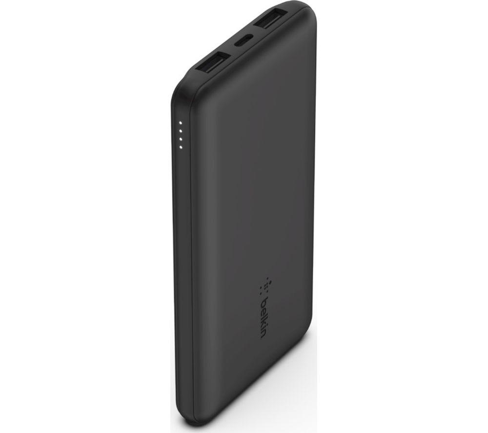 Belkin 10000mAh portable power bank, 10K USB-C portable charger with 1 USB-C port and 2 USB-A ports, battery pack for up to 15W charging for iPhone, Samsung Galaxy, AirPods, iPad, and more - Black