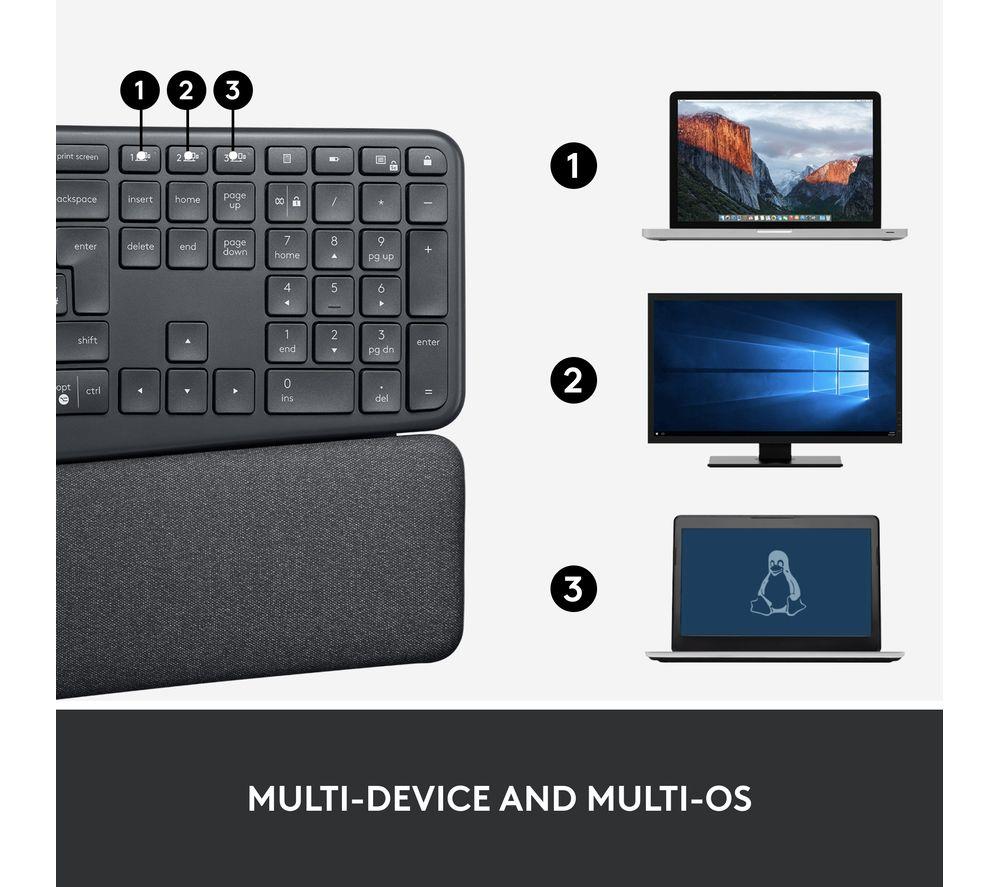 LOGITECH ERGO K860 Wireless Keyboard - Graphite image number 9 of 13