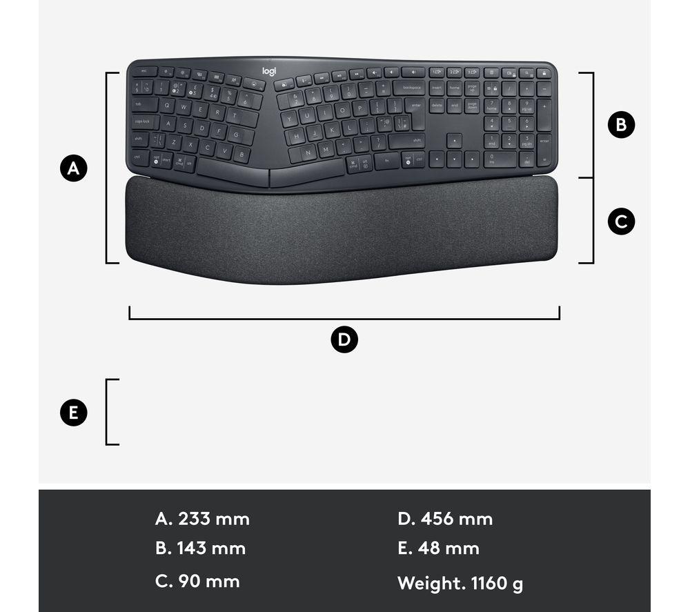 LOGITECH ERGO K860 Wireless Keyboard - Graphite image number 13 of 13