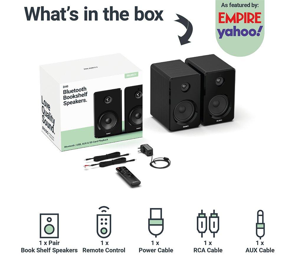 MAJORITY D40 Bluetooth Bookshelf Speakers - Black image number 21 of 24